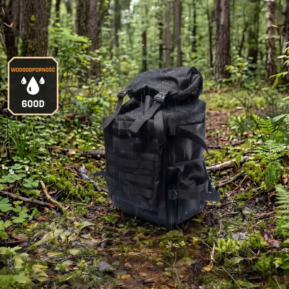 Plecak survivalowy Wild Trek, 60 l, z wyposażeniem, czarny