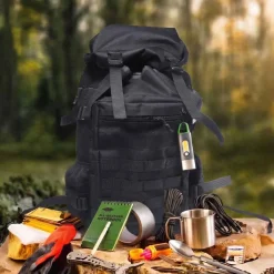 Plecak survivalowy Wild Trek, 60 l, z wyposażeniem, czarny