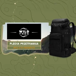 Plecak survivalowy Wild Trek, 60 l, z wyposażeniem, czarny