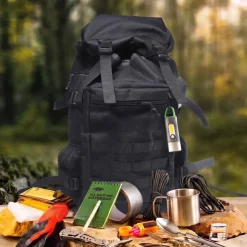 Plecak survivalowy Wild Trek, 60 l, z wyposażeniem, czarny