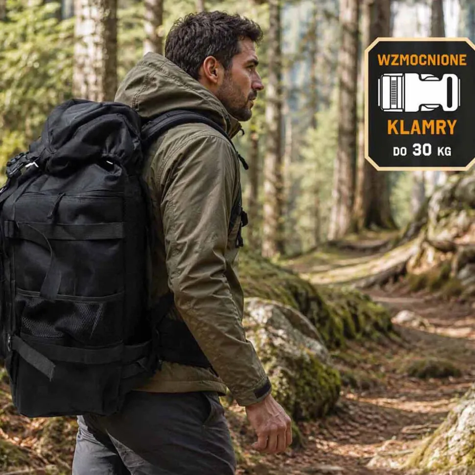 Plecak survivalowy Wild Trek, 60 l, z wyposażeniem, czarny