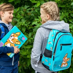 Plecak szkolny, wzór Corgi Dog, dwukomorowy, 1-3 klasa