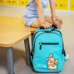 Plecak szkolny, wzór Corgi Dog, dwukomorowy, 1-3 klasa