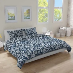 Pościel bawełniana flanelowa 160 x 200 cm Faro, niebieska