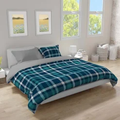 Pościel bawełniana flanelowa 160 x 200 cm Faro, kratka, niebieska