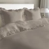 Pościel bawełniana z falbaną 160 x 200 cm Pure Collection, taupe