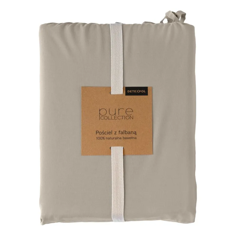 Pościel bawełniana z falbaną 160 x 200 cm Pure Collection, taupe