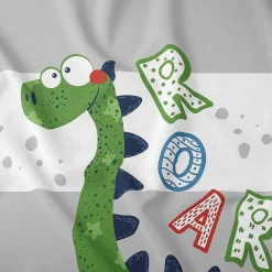 Pościel dziecięca bambusowa 100 x 135 cm Mayamoo, dino, szara