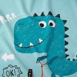 Pościel dziecięca bambusowa 90 x 120 cm Mayamoo, dino, niebieska