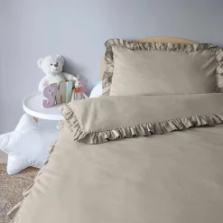 Pościel niemowlęca 100 x 135 cm Pure, z falbaną, taupe
