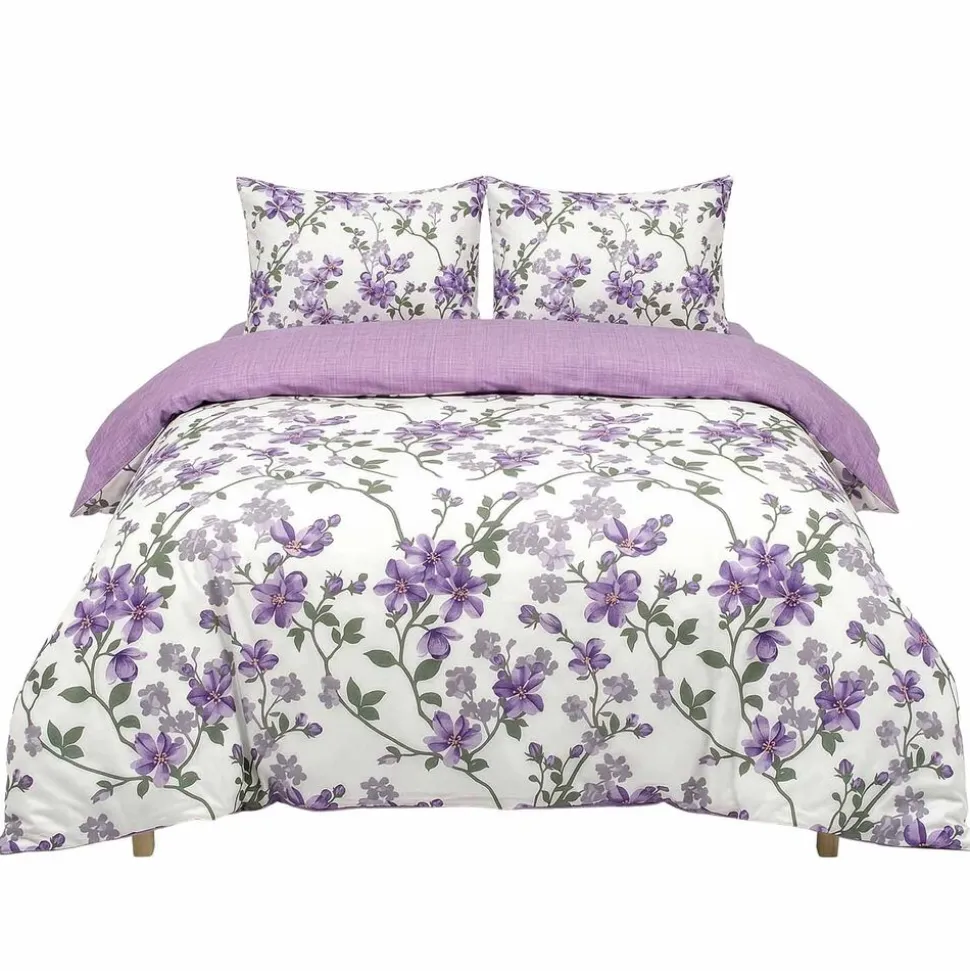 Pościel satynowa 160 x 200 cm Domarex Natural Lavender, lawenda, fioletowa