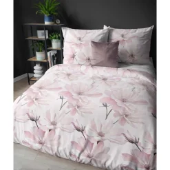 Pościel satynowa 220 x 200 cm Home Satin, kwiaty, różowa