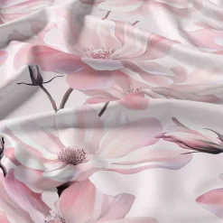 Pościel satynowa 220 x 200 cm Home Satin, kwiaty, różowa