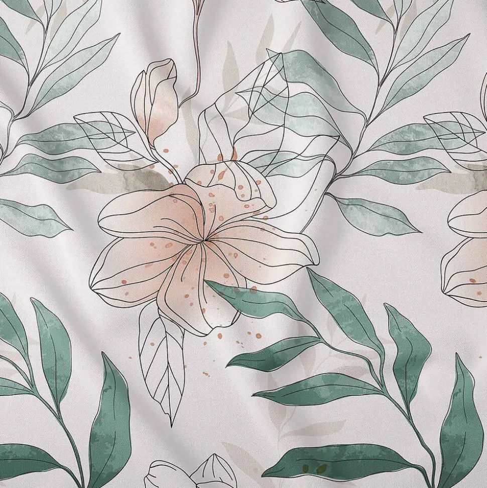 Pościel satynowa 220 x 200 cm Home Satin, różowo-zielone kwiaty