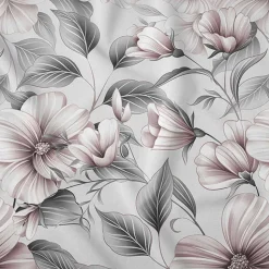 Pościel satynowa 140 x 200 cm Home Satin, szara w kwiaty