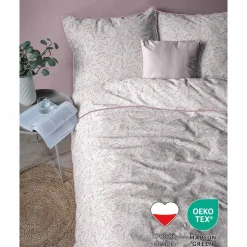 Pościel z perkalu 220 x 200 cm Lame Percale, różowe kwiatki