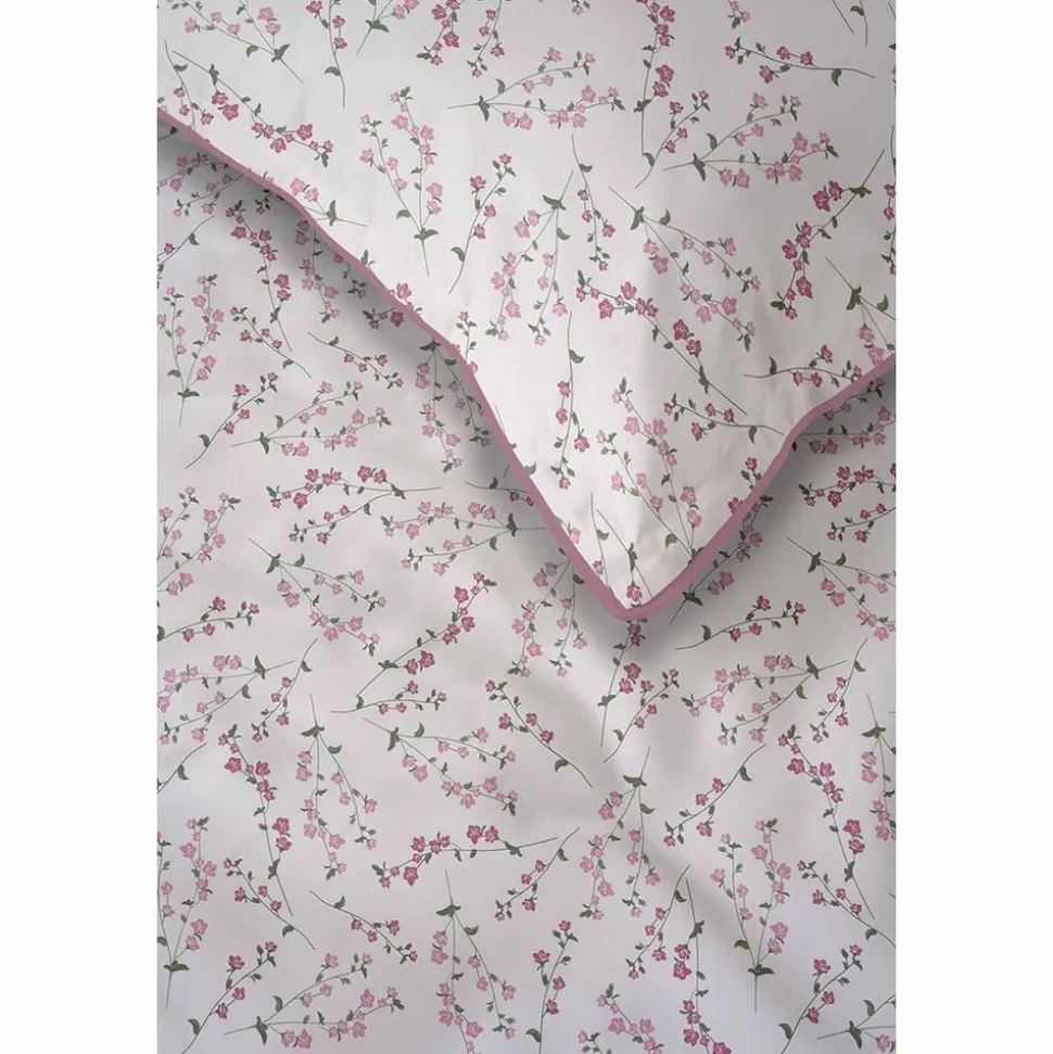 Pościel z perkalu 220 x 200 cm Lame Percale, różowe kwiatki