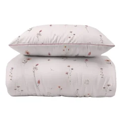 Pościel z perkalu 220 x 200 cm Lame Percale, kolorowe kwiatki, różowa