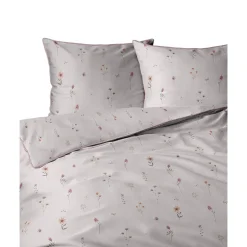 Pościel z perkalu 220 x 200 cm Lame Percale, kolorowe kwiatki, różowa