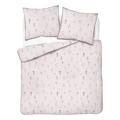 Pościel z perkalu 220 x 200 cm Lame Percale, kolorowe kwiatki, różowa