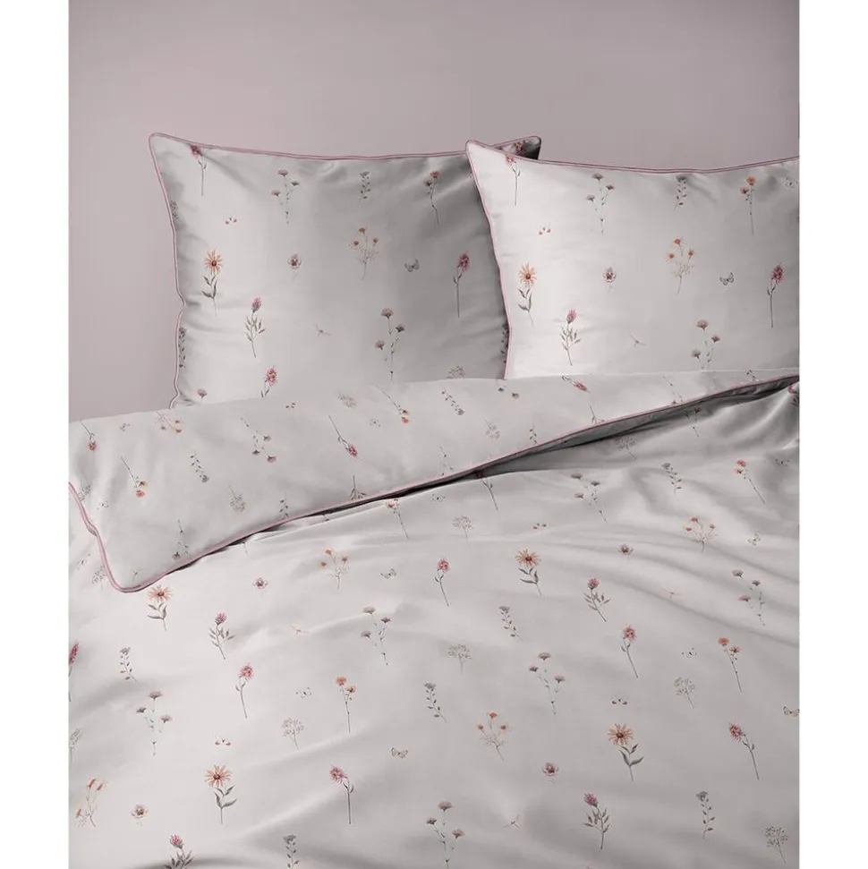 Pościel z perkalu 220 x 200 cm Lame Percale, kolorowe kwiatki, różowa