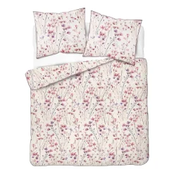 Pościel z perkalu 220 x 200 cm Lame Percale, różowo-fioletowe kwiatki