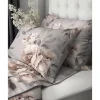 Pościel z perkalu 220 x 200 cm Lame Percale, kwiaty, szara