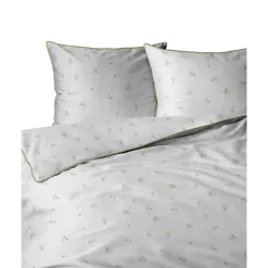 Pościel z perkalu 160 x 200 cm Lame Percale, kwiatki, biała