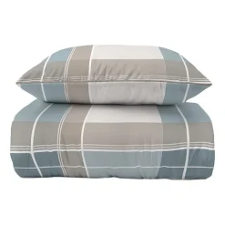 Pościel z perkalu 220 x 200 cm Lame Percale, geometria, niebieska
