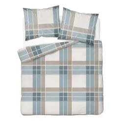 Pościel z perkalu 220 x 200 cm Lame Percale, geometria, niebieska