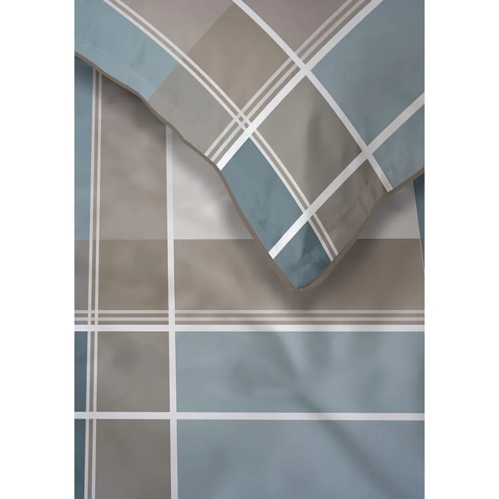 Pościel z perkalu 220 x 200 cm Lame Percale, geometria, niebieska