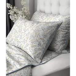 Pościel z perkalu 160 x 200 cm Lame Percale, niebiesko-żółte kwiaty