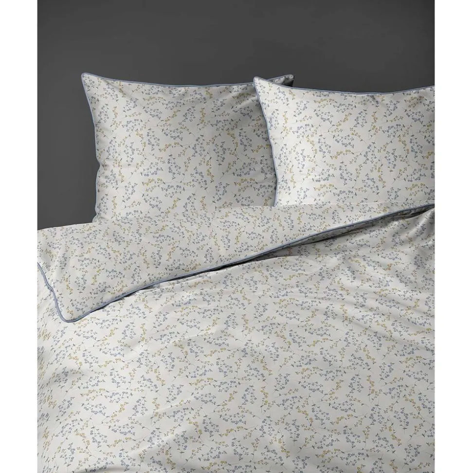 Pościel z perkalu 160 x 200 cm Lame Percale, niebiesko-żółte kwiaty