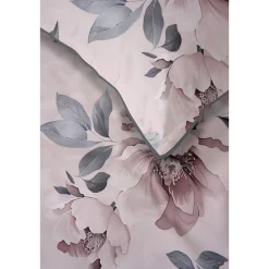 Pościel z perkalu 220 x 200 cm Lame Percale, kwiaty, różowa