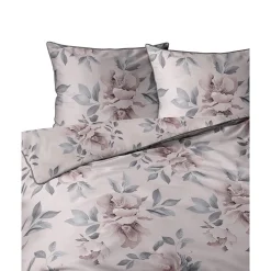 Pościel z perkalu 220 x 200 cm Lame Percale, kwiaty, różowa