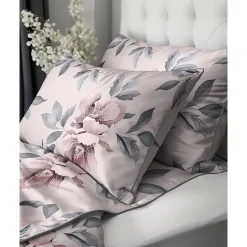 Pościel z perkalu 220 x 200 cm Lame Percale, kwiaty, różowa