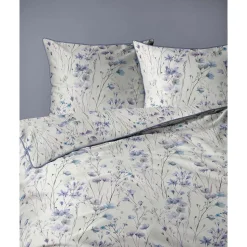 Pościel z perkalu 160 x 200 cm Lame Percale, niebieskie kwiatki