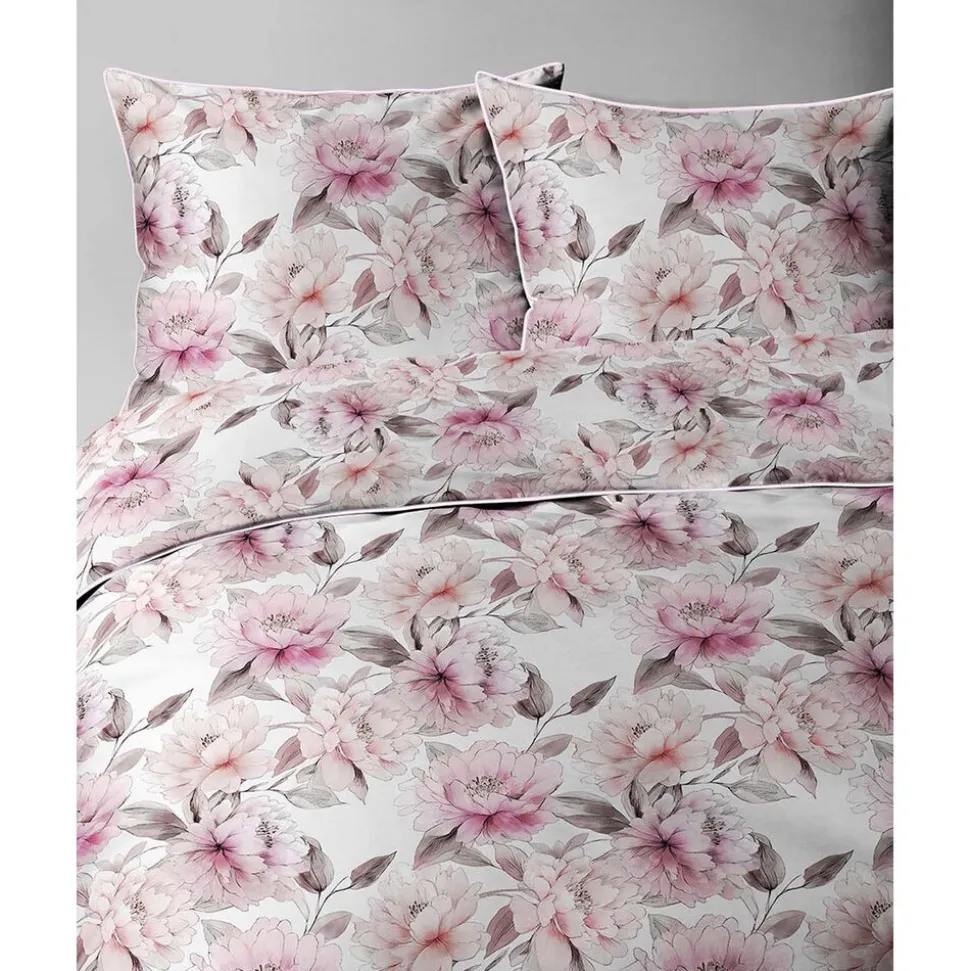 Pościel z perkalu 160 x 200 cm Lame Percale, różowe kwiaty