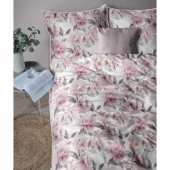 Pościel z perkalu 160 x 200 cm Lame Percale, różowe kwiaty