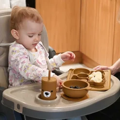 Podkładka Kidnort Retter Mjölk, kształt misia, z przegródkami, beżowa
