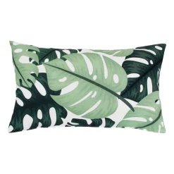 Poduszka Domarex Cleo Bahama Kentia, 30 x 50 cm, monstera, biała