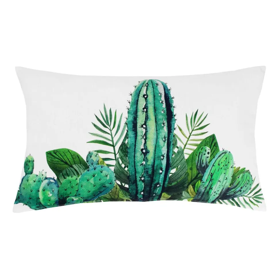 Poduszka Domarex Cleo Bahama Saguaro, 30 x 50 cm, kaktusy, biała