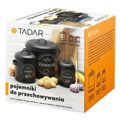 Pojemniki do przechowywania warzyw Tadar, 3 sztuki, czarne