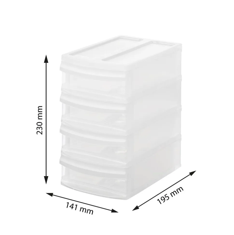 Pojemnik z 4 szufladami 14,1 x 19,5 x 23,3 cm Rotho Tower, transparentny