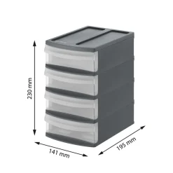 Pojemnik z 4 szufladami 14,1 x 19,5 x 23,3 cm Rotho Tower, antracytowy