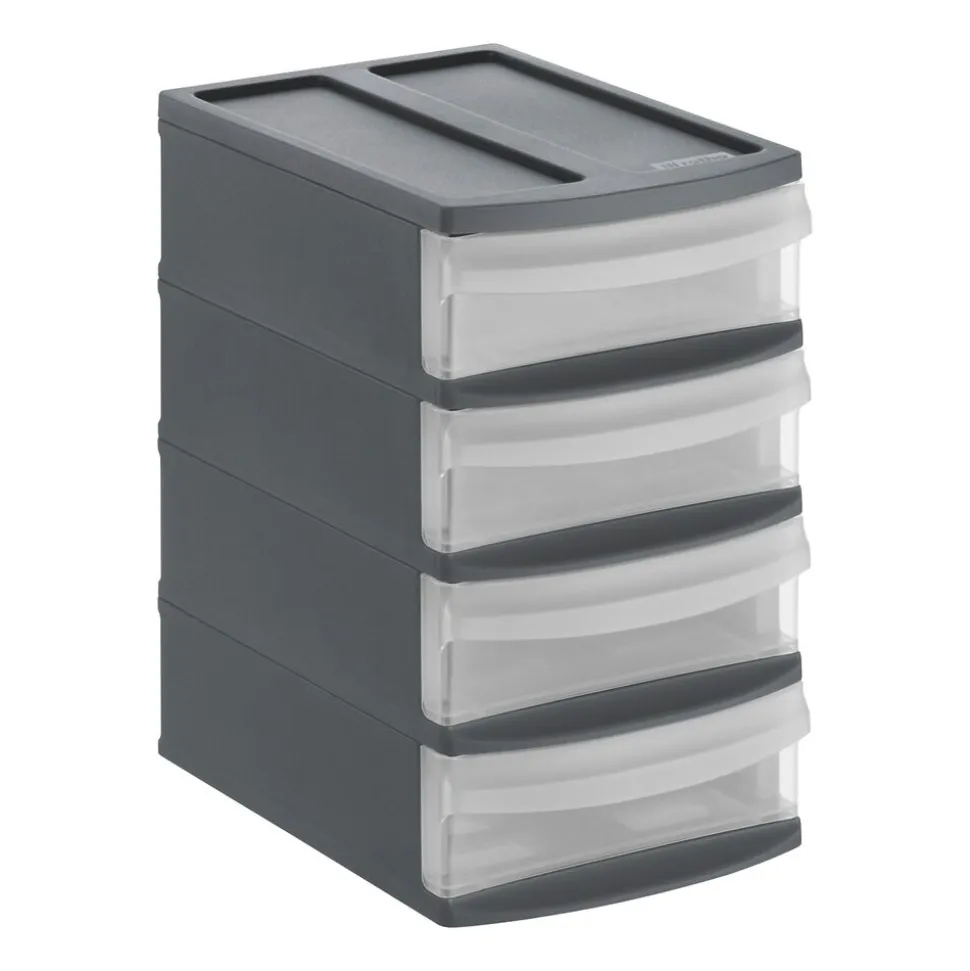 Pojemnik z 4 szufladami 14,1 x 19,5 x 23,3 cm Rotho Tower, antracytowy