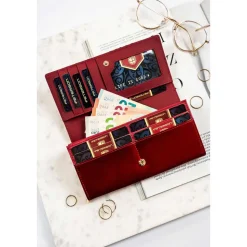 Portfel damski skórzany Peterson, 9,5 x 18,5 x 4 cm, RFID, z kieszenią na monety
