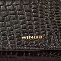 Portfel damski skórzany Wings 2W10, czarny, fakturowany