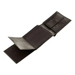 Portfel męski ze skóry bydlęcej Wings, 11 x 13 x 2 cm, RFID, z kieszenią na monety, brązowy