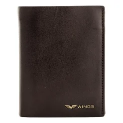 Portfel męski ze skóry bydlęcej Wings, 13 x 10 x 2 cm, RFID, brązowy